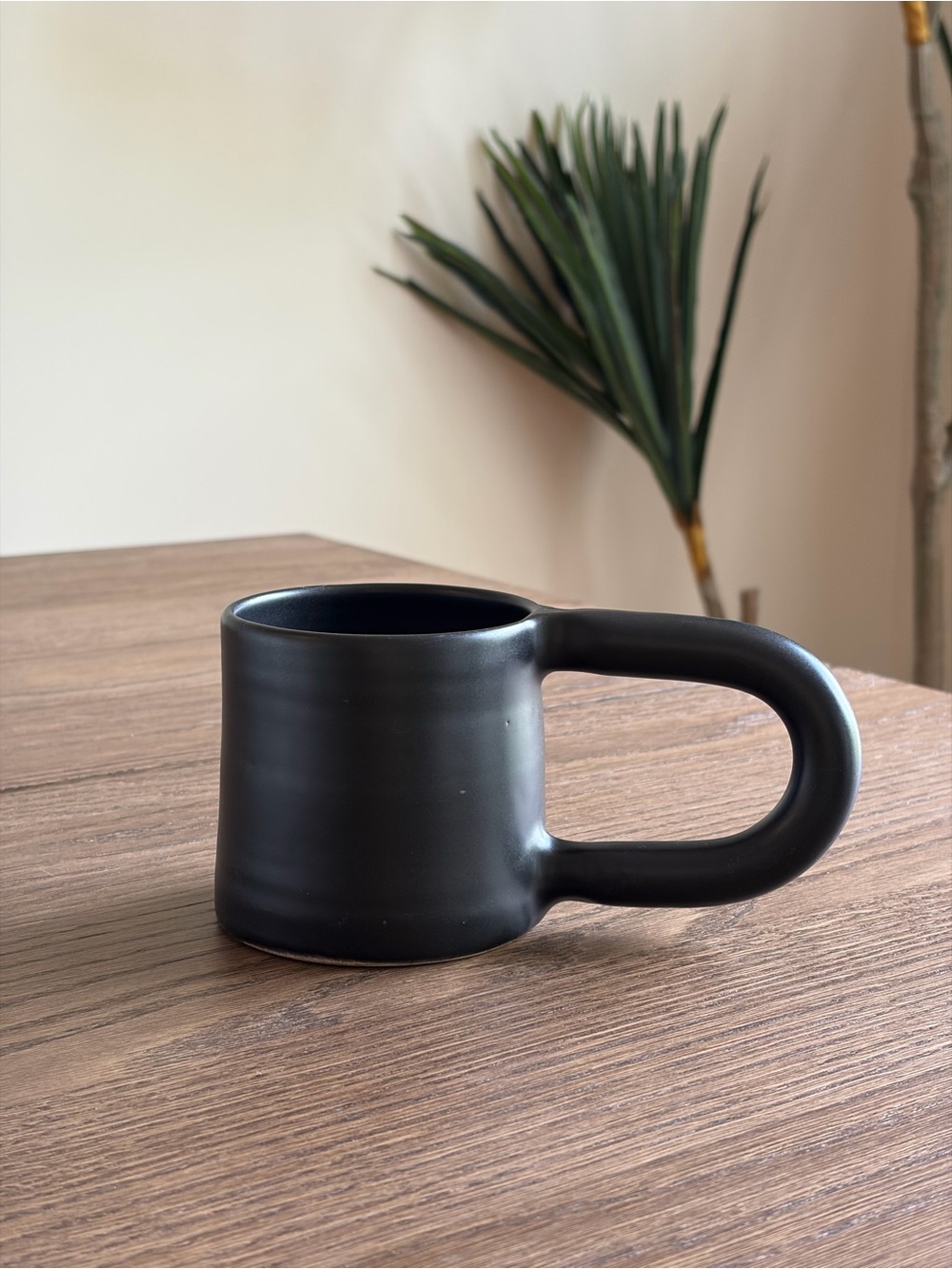 Workaday Handmade Matte Black Ceramic Coffee Mug with Oversized Handle
